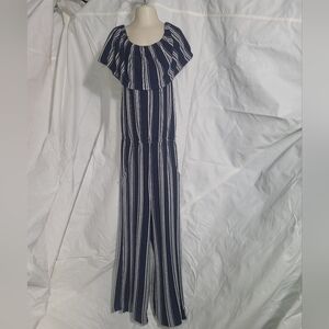 Girls 8 Eyeshadow brand Navy Striped Jumpsuit